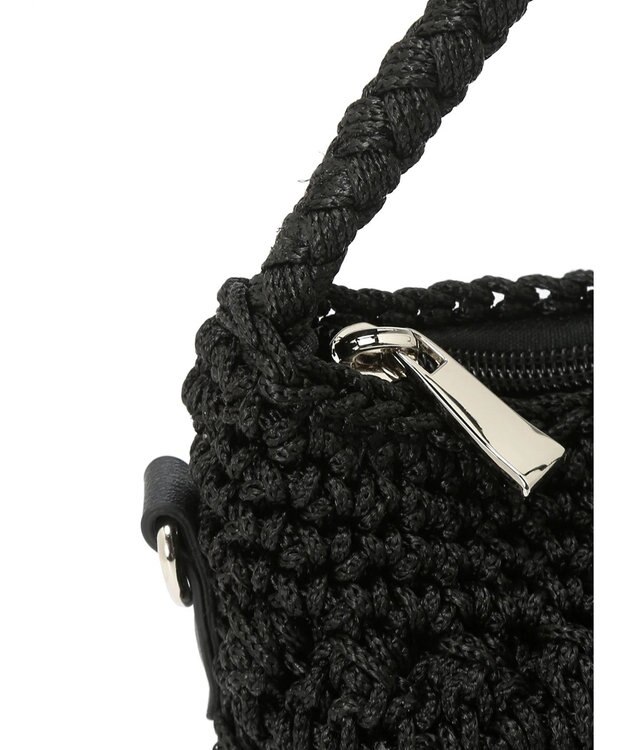 Green Parks ・ｃａｃｈｅ　ｃａｃｈｅ　柄編みワンハンドルミニバッグ Black