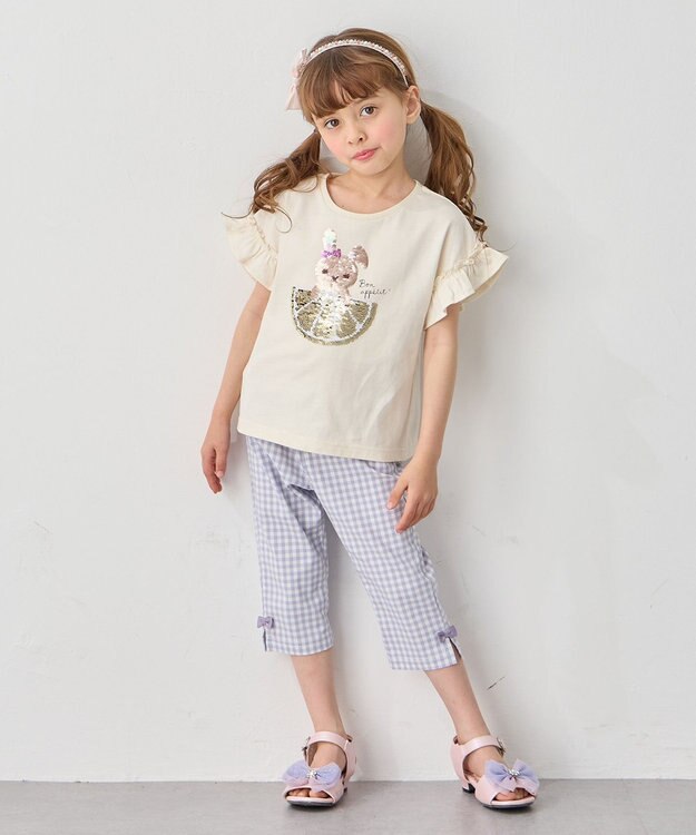 ANY KIDS 接触冷感 しろくま パンツ サックスブルー×ギンガム