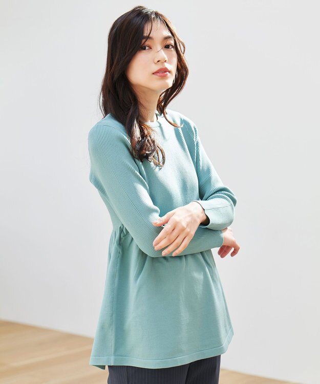 ANY L リブコンビペプラムニット ミント