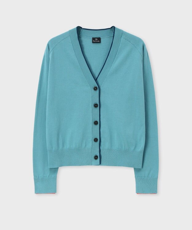 Paul Smith 【洗える】ストライプ カフス カーディガン グレイッシュブルー