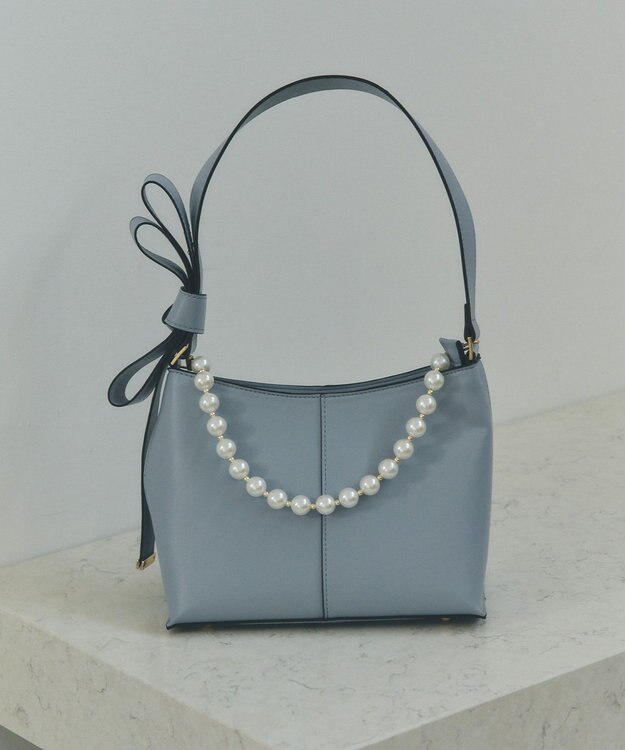 YECCA VECCA パールチャーム付きリボンベルトバッグ Light Blue