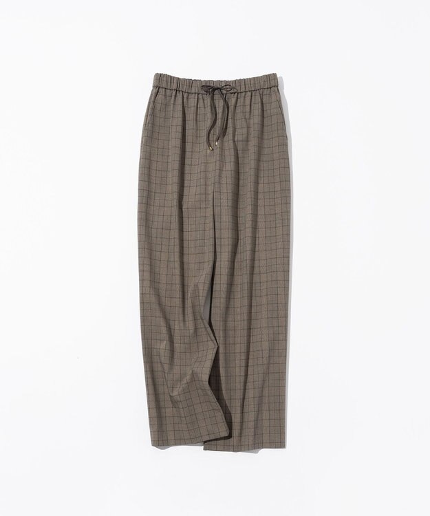 23区 L 【洗える】ドライ2WAYストレッチ チェック ワイド パンツ ブラウンチェック