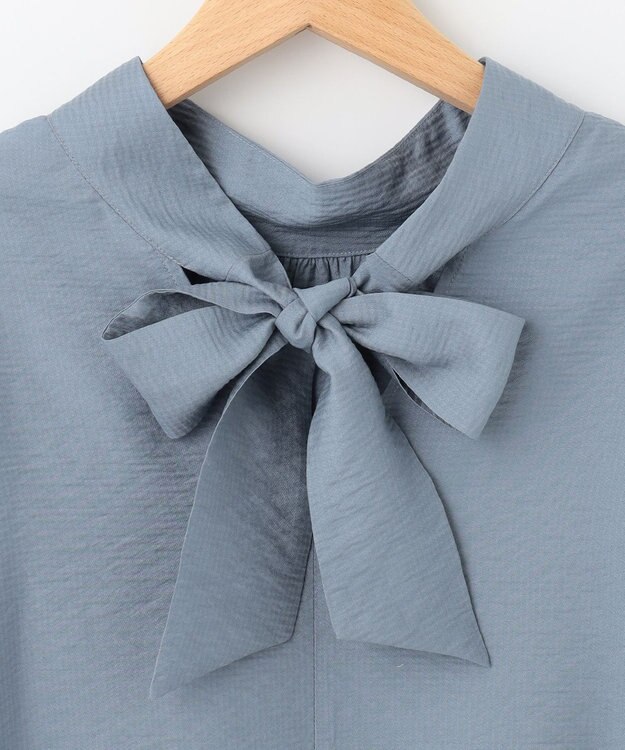 組曲 【セットアップ対応・前後着用可】ニュアンスシフォン ブラウス サックスブルー系