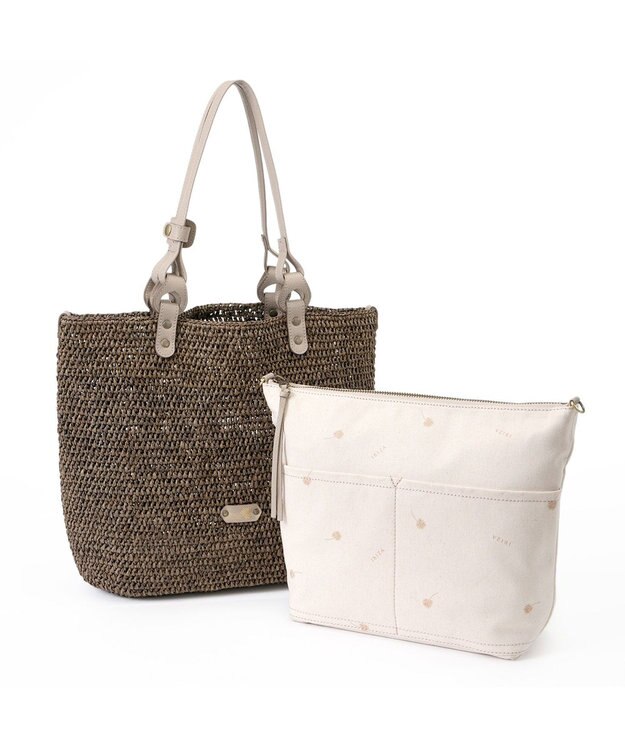 IBIZA ラフィア　セミショルダーバッグ（草木染め） グレー