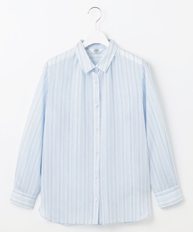 J.PRESS LADIES 【洗える】ランダムストライプ シャツカラー ブラウス サックスストライプ系