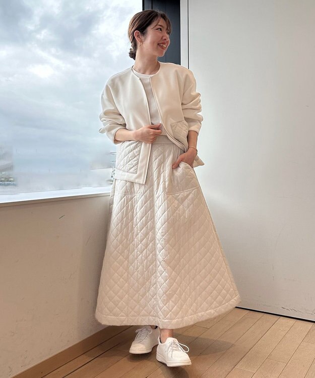 UNFILO キルティング  スカート アイボリー系