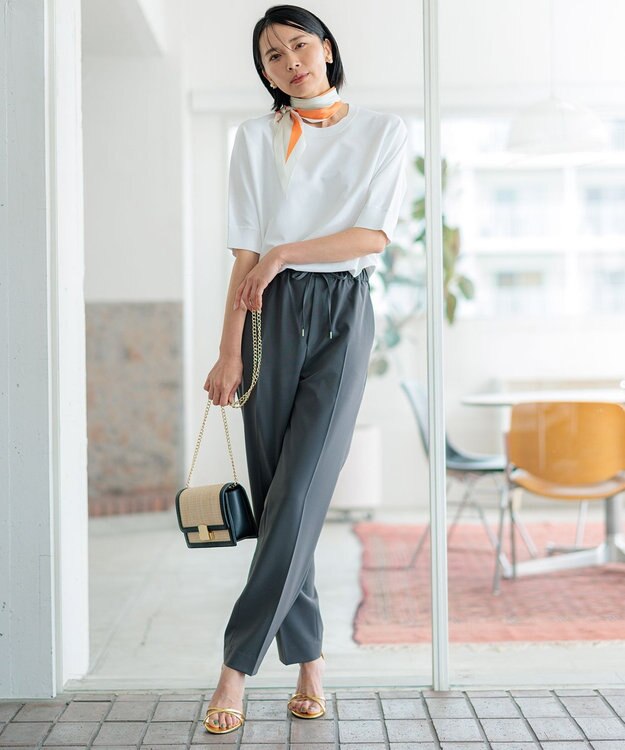 23区 【新色追加/洗える】2WAYストレッチツイル ドロスト パンツ グレー系