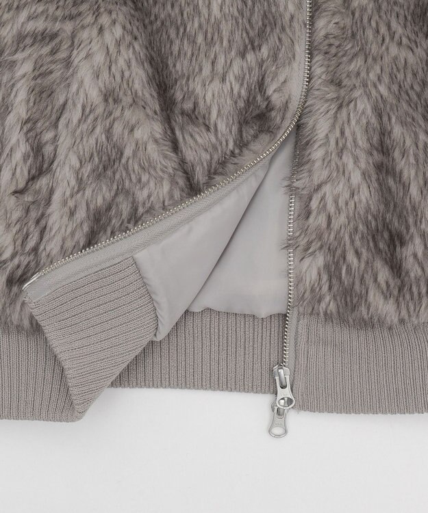 WEGO 【25年秋冬新作】フェイクファーショートブルゾン グレーその他