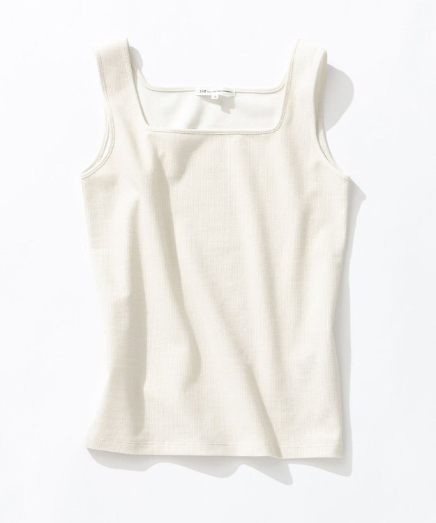 23区 S シャイニーリブ スクエアネック タンクトップ アイボリー系