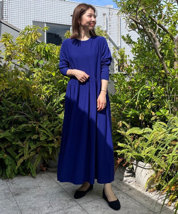 UNFILO 【新色追加】スタイルアップニット ワンピース ブルー系