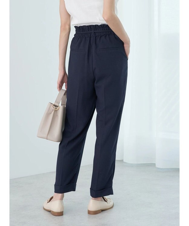 earth music&ecology リネンライクテーパードパンツ Navy