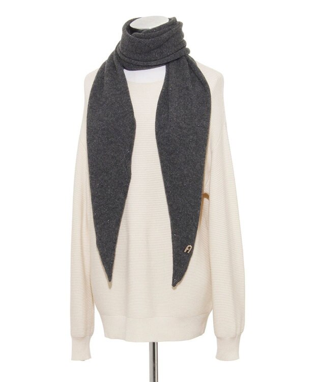 MOONBAT FURLA(フルラ）カシミヤ スパンコール トライアングルストール ダークグレー