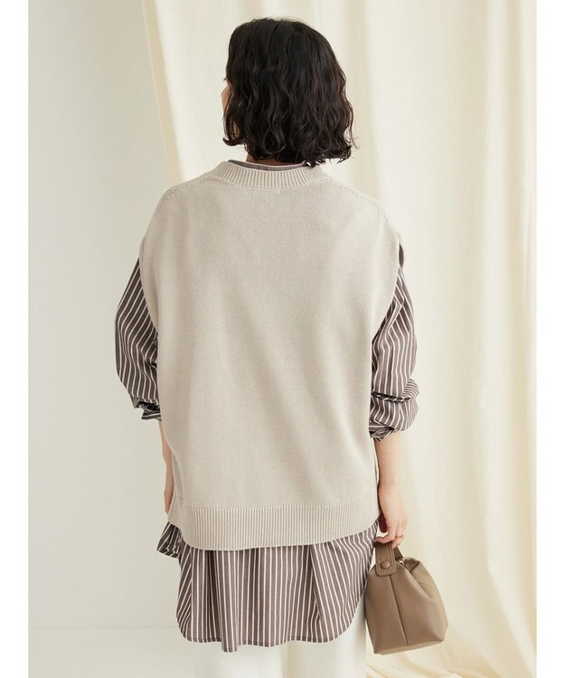 CRAFT STANDARD BOUTIQUE 洗える クルーネックニットベスト Gray Beige