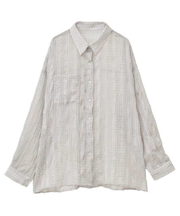 Green Parks シアーワッシャーロングスリーブシャツ Light Gray