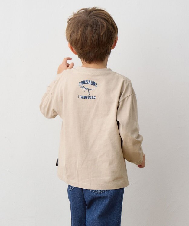 ANY KIDS 恐竜プリント 長袖Tシャツ ベージュ