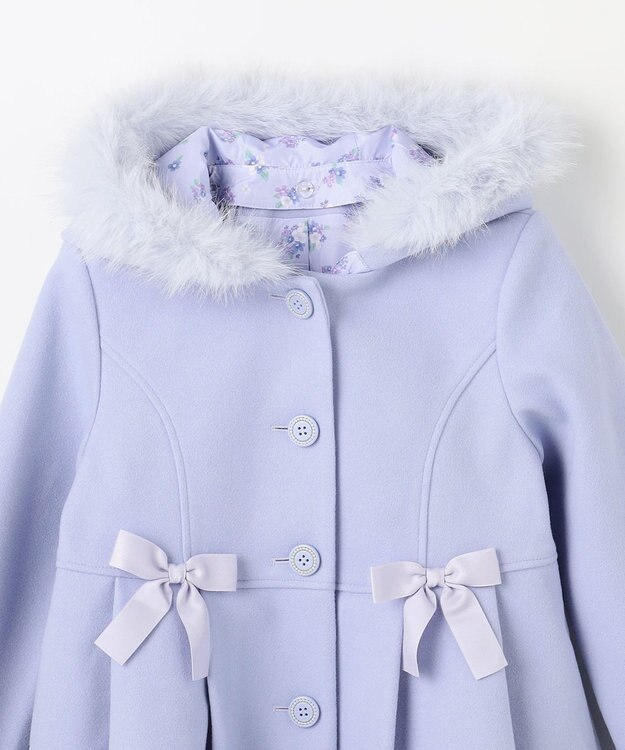 ANY KIDS 【フード取り外し可能】ウールライクコート サックスブルー