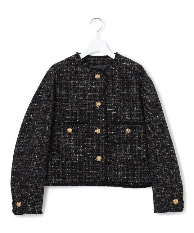 23区 【滝沢眞規子さん着用】GIOLICA ボタン ツイード ジャケット ブラック×ゴールド