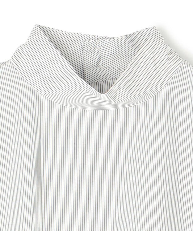 UNFILO L ハイネックブラウス オフ×ブラックストライプ