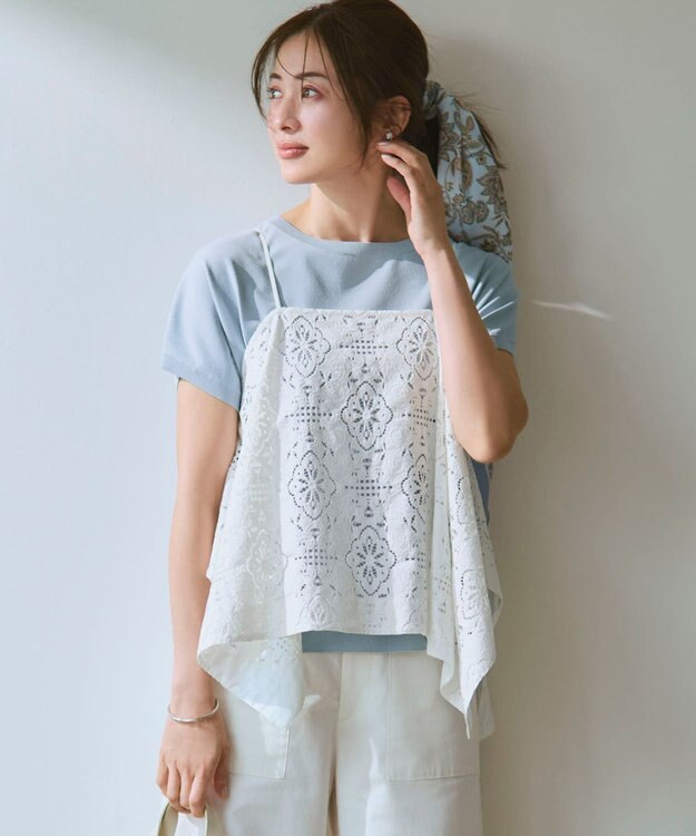 23区 ラッセルオーナメントレース キャミソール ブラウス