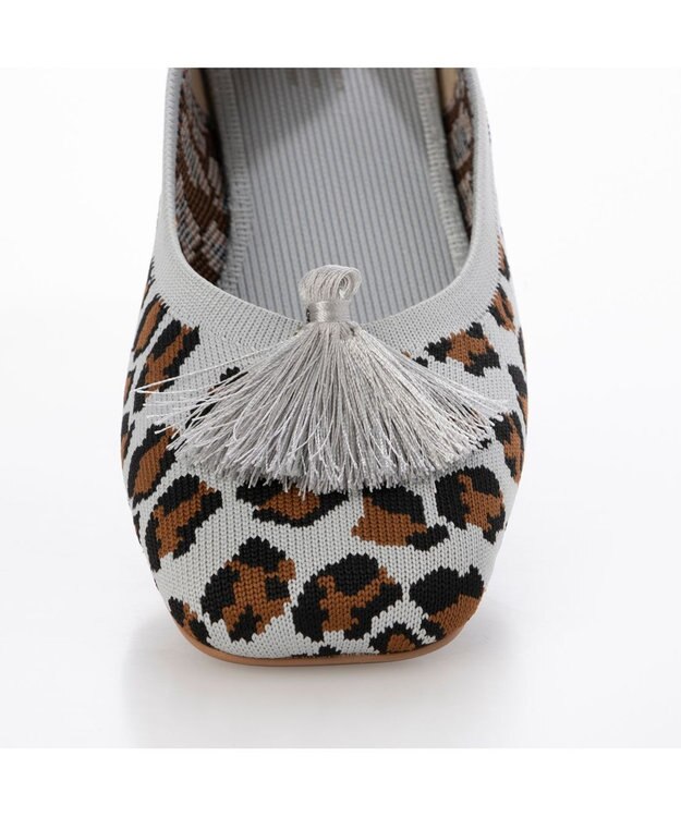 ing <ing>【サステナブル】２WAYスクエアトゥニットパンプス ライトグレービー