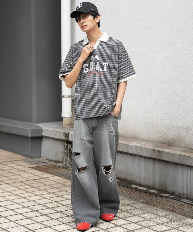 WEGO 【ユニセックス着用ITEM】チェックゲームシャツ ブラックチェック1