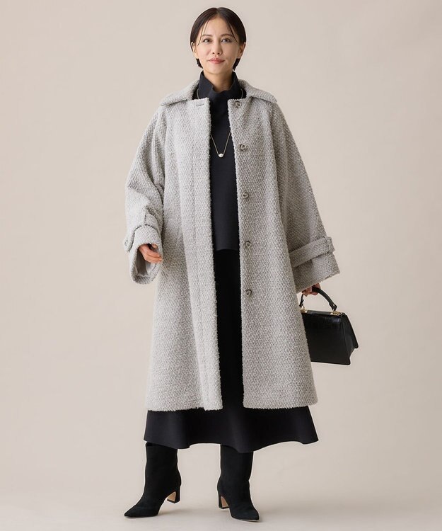 自由区 S FLUFFYステンカラー コート ライトグレー系