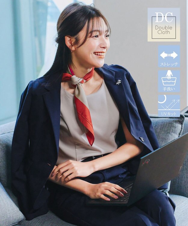 Tiaclasse L 【ダブルクロス・洗える】テーラードジャケット ネイビー