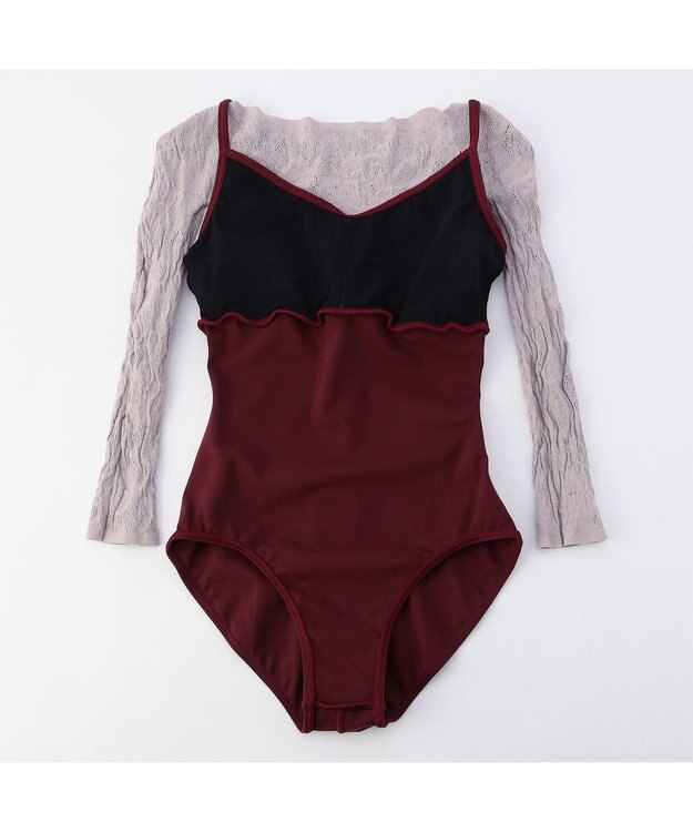 Chacott 【ノーソイングニット】7分袖レオタード ワインレッド