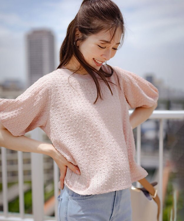 組曲 S レーシージャージーニットライク カットソー ピンク系