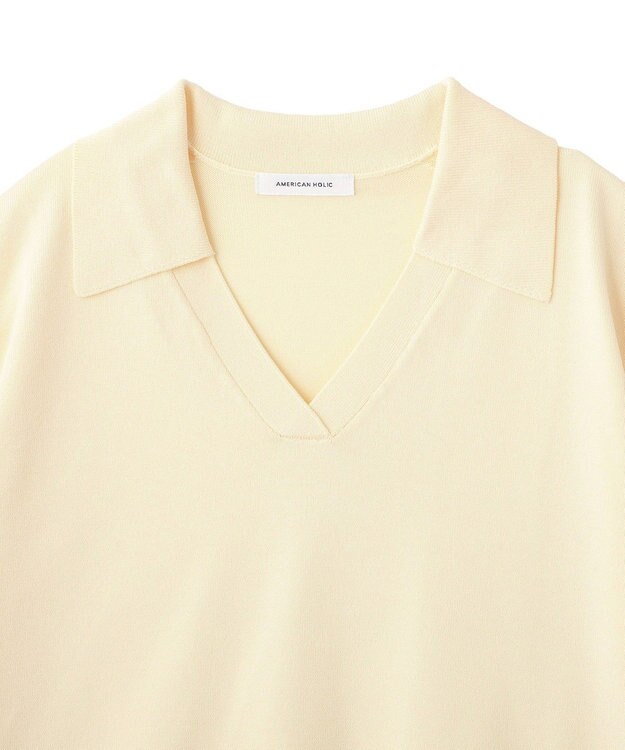 AMERICAN HOLIC フレンチスリーブスキッパールーズニットプルオーバー Yellow