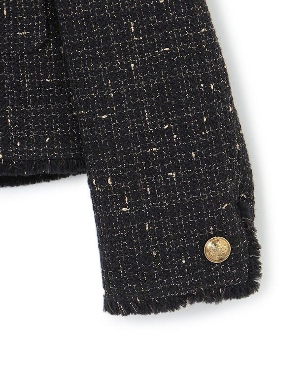 23区 L 【滝沢眞規子さん着用】GIOLICA ボタン ツイード ジャケット ブラック×ゴールド