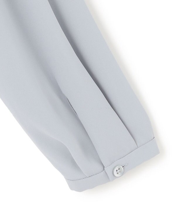 ICB L 【接触冷感・UVケア・速乾・洗える】BackSatinAmunzen ハイネックブラウス サックスグレー系