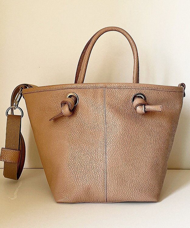 Hekhèr Le Style de Vie 【日本製 / 2WAY】シュリンクレザー ノットハンドバッグ ピンクベージュ