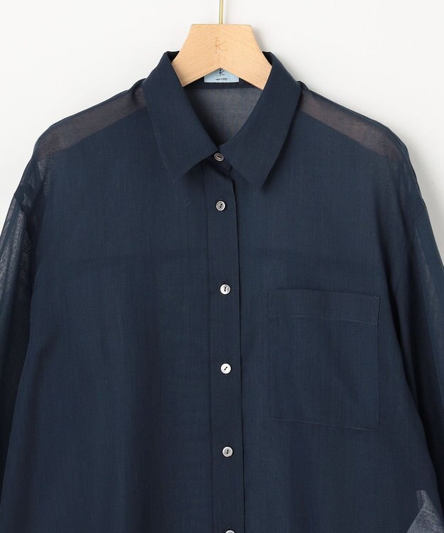 組曲 エアリーボイルシアー シャツ ネイビー系