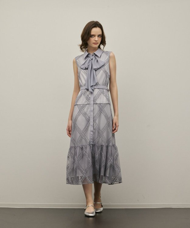 GRACE CONTINENTAL チュールレースワンピース グレー