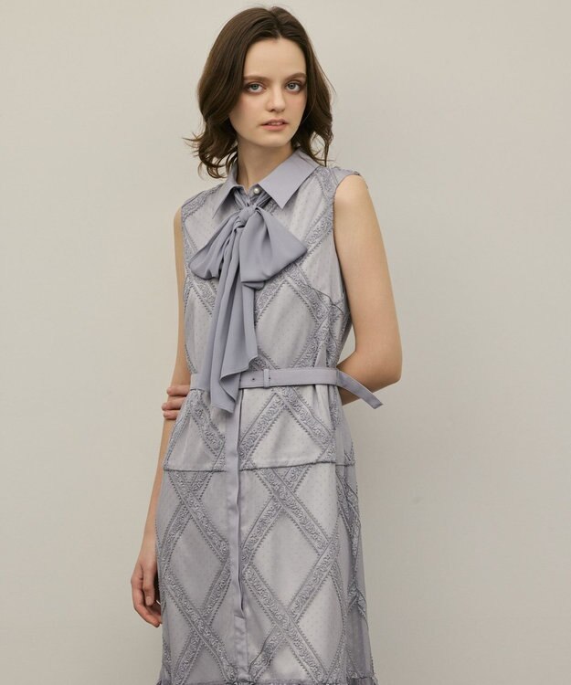 GRACE CONTINENTAL チュールレースワンピース グレー