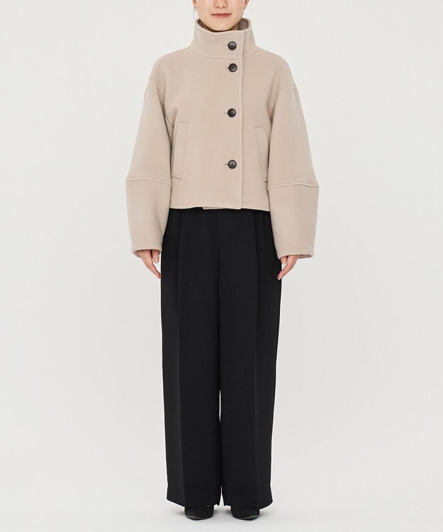 uncrave 【撥水】プルーフ メルトン スタンドネック コート（uncrave STANDARD） グレージュ