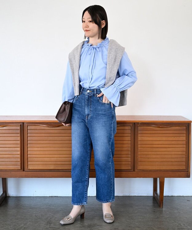 woadblue 【先行販売】SALUU サルー ストレートアンクル デニムパンツ MIDBLUE