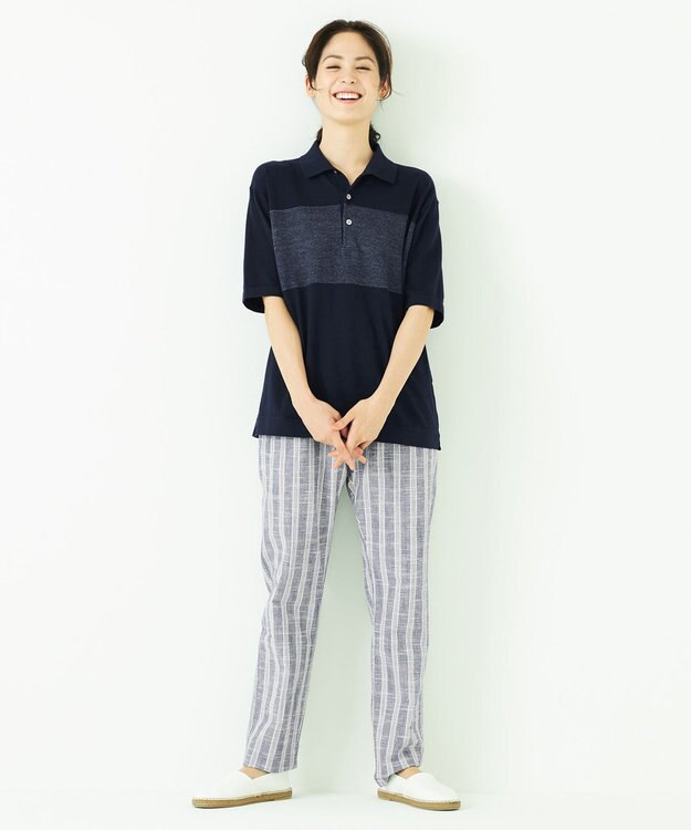 JOSEPH ABBOUD MOUNTAIN 【SPACE】OGストレッチコットン ニットポロシャツ ネイビー系