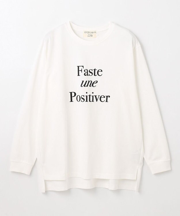 ANY L 【洗濯機可/接触冷感/UVケア】オーガビッツロングスリーブTシャツ オフ×ロゴ