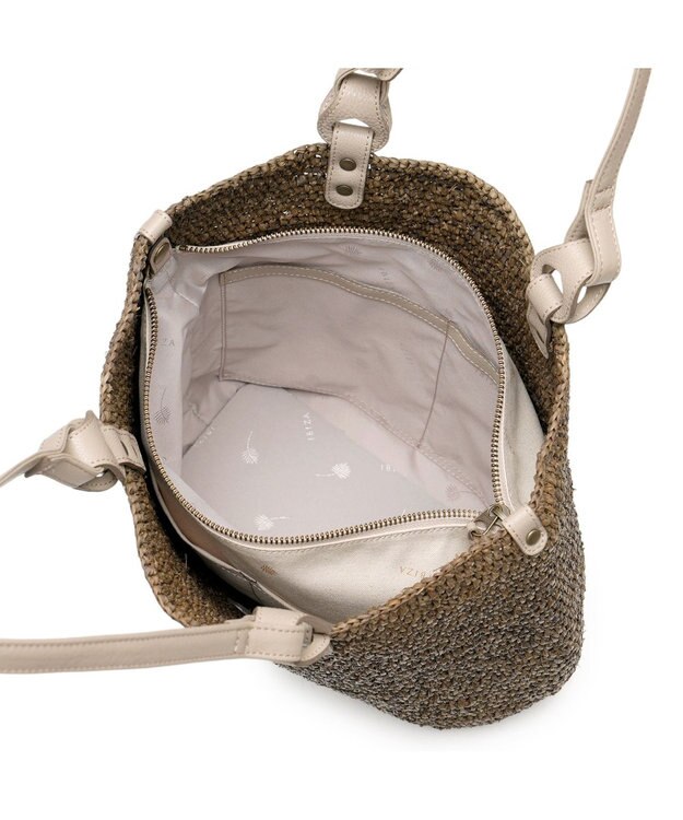 IBIZA ラフィア　セミショルダーバッグ（草木染め） グレー