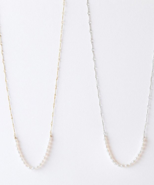 Pisceans プレスチェーン×淡水パールネックレス マットゴールド