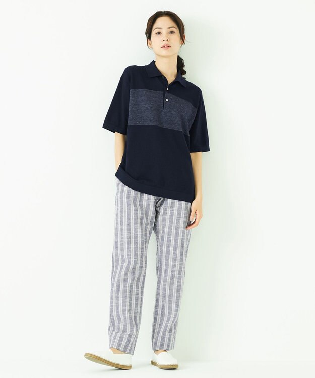 JOSEPH ABBOUD MOUNTAIN 【SPACE】OGストレッチコットン ニットポロシャツ ネイビー系