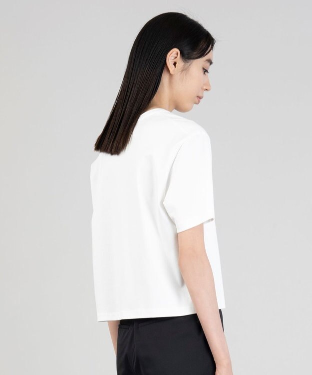 23区 【エステータ】スーピマコットン プレミアムジャージー 半袖クロップド丈Tシャツ ホワイト系