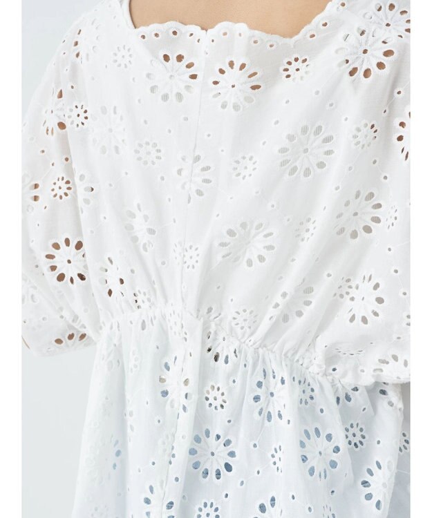 earth music&ecology コットンレースＶネックブラウス Off White