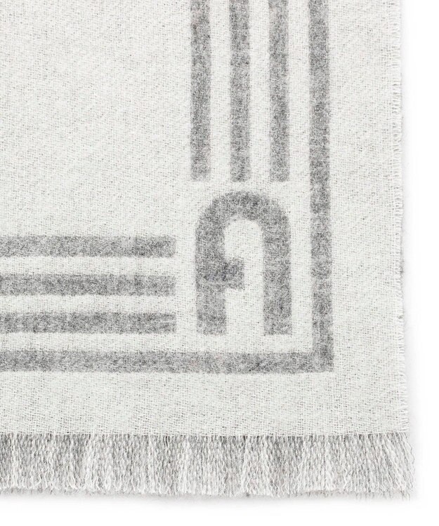 MOONBAT FURLA ウール100%リバーシブルジャカードマフラー/幅40cm オフホワイト