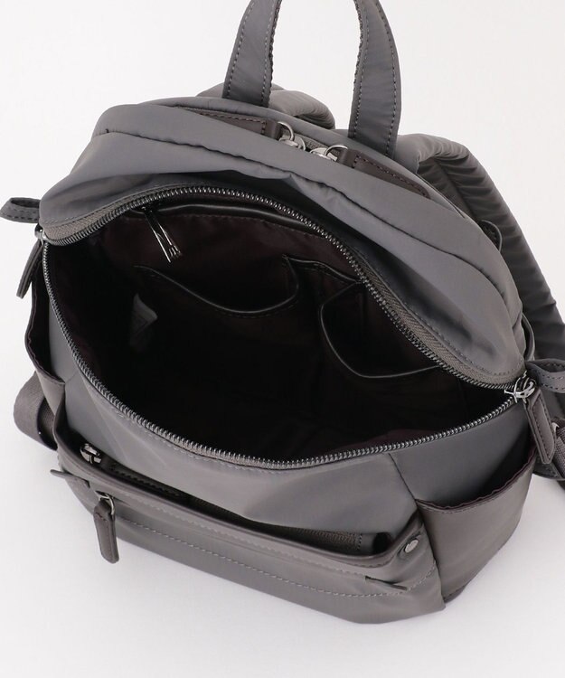 Y'SACCS 【ナイロンタフタ×リサイクルレザー】デイリーミニリュック ダークグレー