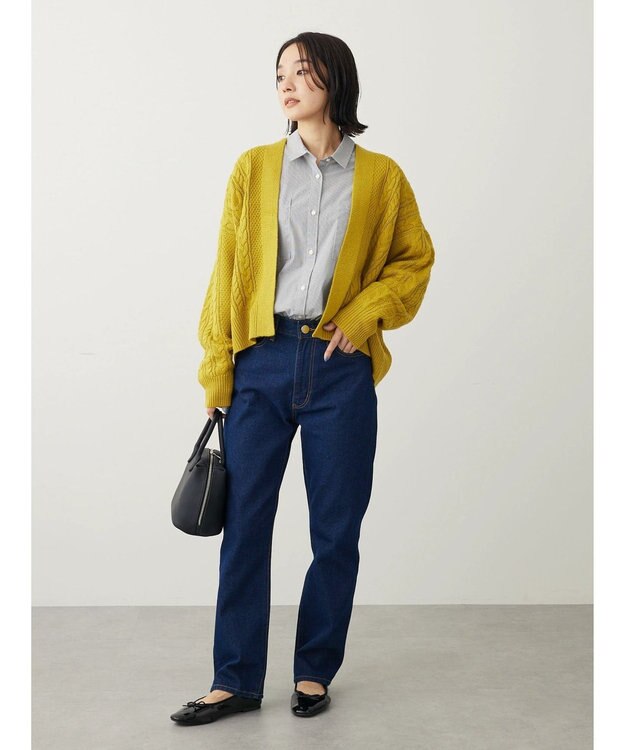 Green Parks 着流しケーブルカーディガン Yellow