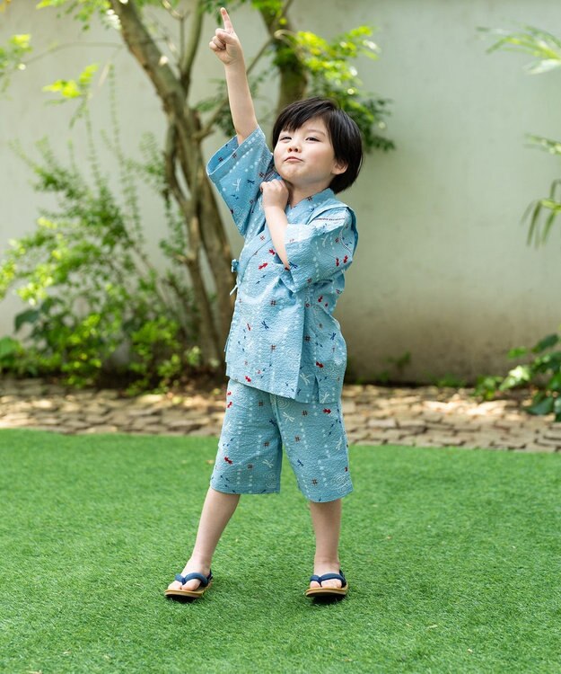 MIKI HOUSE HOT BISCUITS 【ミキハウス】【80-150cm】 金魚・とんぼ和柄の甚平スーツ ブルー
