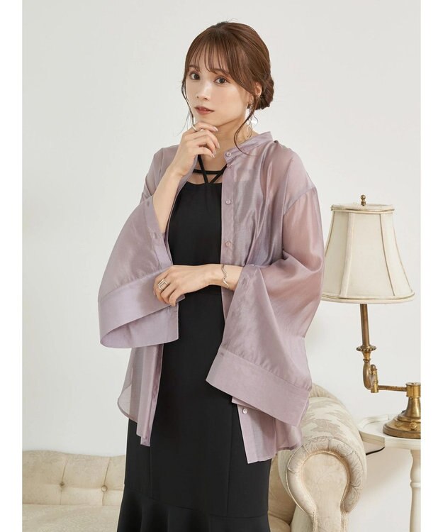 earth music&ecology マルチウェイシアーシャツ Grayish Pink